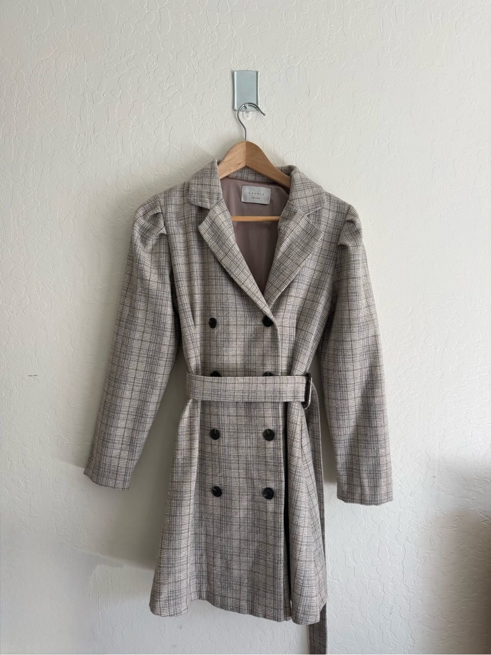 Korean Style Plaid Double-Breasted Trench Coat